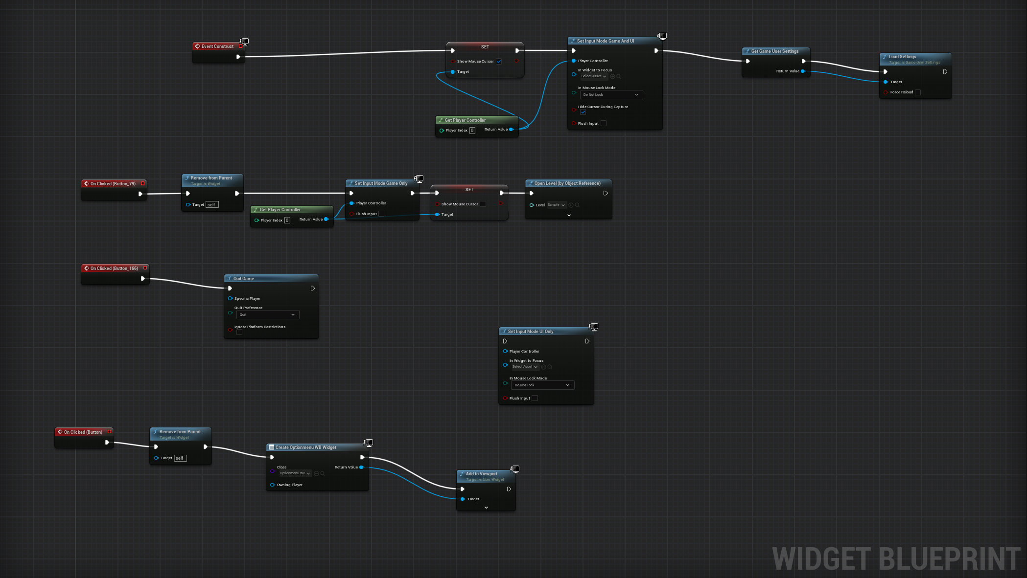 Main menu widget blueprint